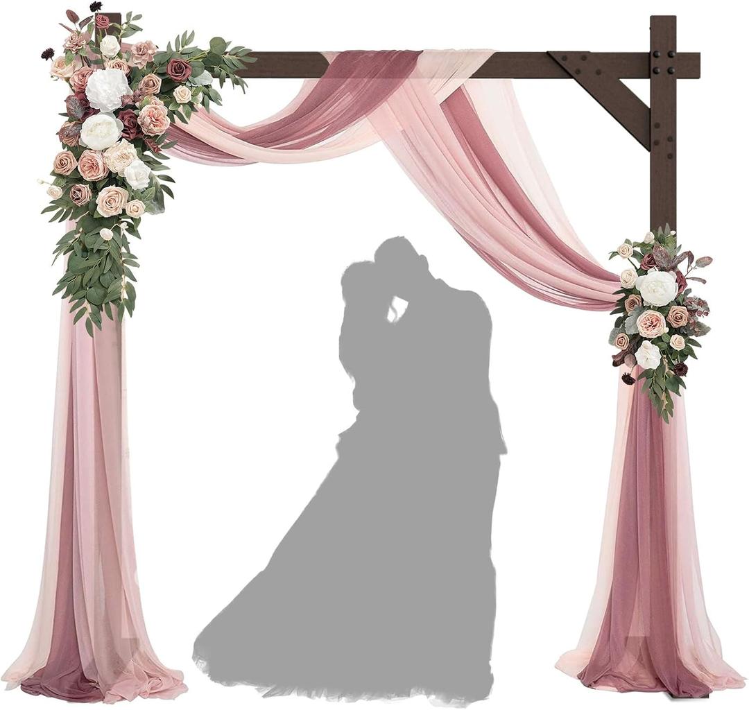 Wedding Arch -7.48FT Square Wooden Wedding Arches for Ceremony, Wood Arbor Backdrop Stand for Proposal Wedding Party Scene, Birthday Party, Bridal Shower, Garden, Outdoor, Rustic Decorationsz