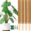 ALENEY Moss Pole, 4 Pack 17inch Monstera Plant Support Stackable Moss Poles for Plants, Coir Totem Pole Tall Moss Pole for Climbing Plants, Sphagnum, Indoor Potted Plants - Can Stacked Up to 56