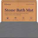 Stone Bath Mat Diatomaceous Earth Shower Mat Non-Slip Super Absorbent Bathroom Floor Mat Quick Drying Natural Easy to Clean(24 * 16 Grey)