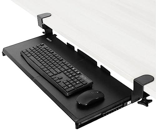 BONTEC Keyboard Tray Under Desk, Pull Out Keyboard & Mouse Tray with C-clamp, 25.6 Excluding Clamps (30 Including Clamps) x 11.8 Inch Steady Slide-Out Computer Drawer for Typing, Black