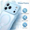 for iPhone 17 Pro Case for Women Girls,Compatible with MagSafe,Camera Control,Full Camera Protection, Cute Wave Magnetic Phone Case for iPhone 17 Pro,Light Blue