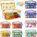 8 Packs Large Toy Storage Bags with Labels, Reusable Clear PVC Board Game Storage, Travel Waterproof Toy Organizer Bags with Name Tag and Manual Pocket for Building (L, XL)