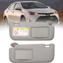 Dasbecan Gray Pair Sun Visor Sun Shade with Vanity Mirror Compatible with Toyota Corolla 2014 2015 2016 2017 2018 Replace# 74320-02B50-B0 74310-02G40-B0