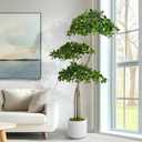 6ft Tall Artificial Black Olive Tree with 1260 Lifelike Leaves, Tall Fake Plants, Artificial Olive Tree Indoors in White Pots, Faux Olive Tree with 3 Poles for Living Room Office Garden Decor (6feet)