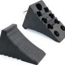 AFA Tooling - Heavy Duty Rubber Wheel Chocks w/Steel Tie Off Handles - RV Wheel Chock for Front & Back Tires - Quick Grip Ribbed Design - Great for Your Camper, Trailer, RV, Truck, Car or ATV - 4 Pack