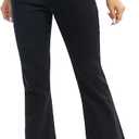 Mityblue Women's Flare Stretchy Jeans High Waist Bootcut Slimming Denim Bell Bottom Multi Button Pants (B16-Black-14)