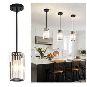 3-Pack Black Pendant Lights Fixtures,Crystal Pendant Lighting