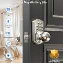 Veise Keypad Door Knob Lock, Keyless Entry Digital Lock with Handle, Electronic Smart Knob for Front Door & Bedroom, Easy Install, Auto Lock, Passage Mode, Anti-Peeping Password, Satin Nickel
