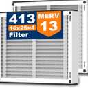 2 Pack 413 Replacement Filter Compatible with Air Purifiers Models 1410, 1610, 2410, 2416, MERV 13 Furnace Filter, Size 16x25x4 (Actual size: 16.77x28x4in)