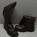 AMINUGAL Womens Knee High Boots Square Toe Chunky Block Low Heel Tall Boots for Women Extra Wide Calf Biker Motorcycle Riding Clubbing Corporate Rave Festival ComfyTrendy Y2k Vintage (8, Brown)