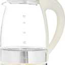 COOK WITH COLOR Electric Tea Kettle, 1.8L Cordless Hot Water Boiler, 1200W Rapid Boil, Auto Shutoff & Boil Dry Protection, BPA-Free, Sleek Countertop Design, Cream (1.9 Quarts)