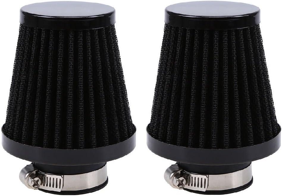 OKSTNO 2PCS Motorcycle Air Intake Filter Cleaner Black for Yamaha Suzuki Kawasaki ATV (54mm52-53-54)