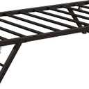 IDEALHOUSE Twin Pop Up Trundle Bed Frame,Trundle Day Bed with Lockable Casters, Foldable Metal Platform, Brown