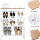 JZM Shoe Rack Storage, Narrow 4 Tier Metal Shoe Storage Shelf, Free Standing Shoe Racks, Space Saving Shoe Rack Organizer for Entryway, Hallway, Bedroom, Living Room(12-16 Pair)