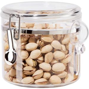 OGGI Clear Canister Airtight 38oz - Clamp Lid & Spoon - Airtight Food Storage Containers, Ideal for Kitchen & Pantry Storage of Bulk, Dry Food Including Flour, Sugar, Coffee, Rice, Tea, Spices & Herbs (38 Fluid Ounces)