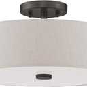 Livex Lighting 52135-92 3-Light Semi Flush Ceiling Light, English Bronze, 15"L x 15"W x 7.75"H