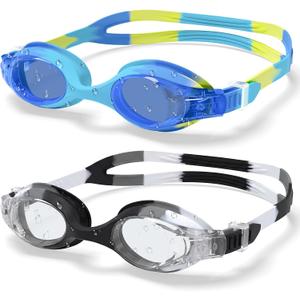 2 x Aegend Swimming Goggles for Kids 3-8 Anti-UV Anti-Leak for Swimming | Anti-Fog Comfort Fit Swim Goggles for Kids Toddler Boys Girls Ideal for Pool, Beach, Swim Lessons, Vacation