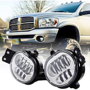 BICYACO New Version LED Fog Light Compatible with Dodge Ram 1500 2002-2008 Dodge Ram 2500/3500 Pickup Truck 2003 2004 2005 2006 2007 2008 2009-1 Pair Chrome