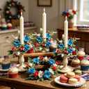 2 x 6 Pcs 1.38" Mini Taper Candle Rings Wreaths 4th of July Small Artificial Taper Candle Holder Wreath Candle Ring Wreath for Independence Day Farmhouse Home Candlesticks Table Centerpieces Decor
