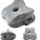 Knee Pillow for Side Sleepers with Soft Velvet Cover, Fixed Strap for Moving, Breathable Center Hole, Removable & Washable Memory Foam Leg Pillow for Hip, Back, Sciatica, Pregnancy & Joint Pain Relief