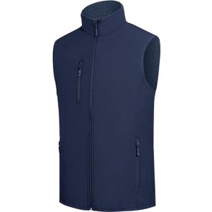 fit space Men's Lightweight Vest Softshell Sleeveless Windproof Jacket with Zipper Pcoket Cycling Travel Hiking Running Golf (Small, Navy)
