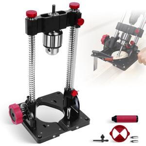 Portable Drill Guide & Drill Press Adapter, 0 to 60 Degree Adjustable Angle Guide, Heavy-Duty Construction with 1/2" Chuck for Hand Drill