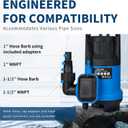 ZLAISS1HP Sump Pump Submersible - 3700 GPH Water Pump with Automatic Float Switch, Versatile For Clean Water, for Pool, Pond,Garden, Flooded Cellar, Aquarium and Irrigation, Medium, Blue, KF750AQ