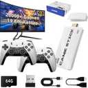 2.4G Wireless Controller Video Game Console Gamepad,4k Ultra HD Game Stick-Supports Wireless Dual Play,24000+ Classic Video Games for Smart TV, for Kids,Plug & Play 2-Player Game Set -10 Emulators