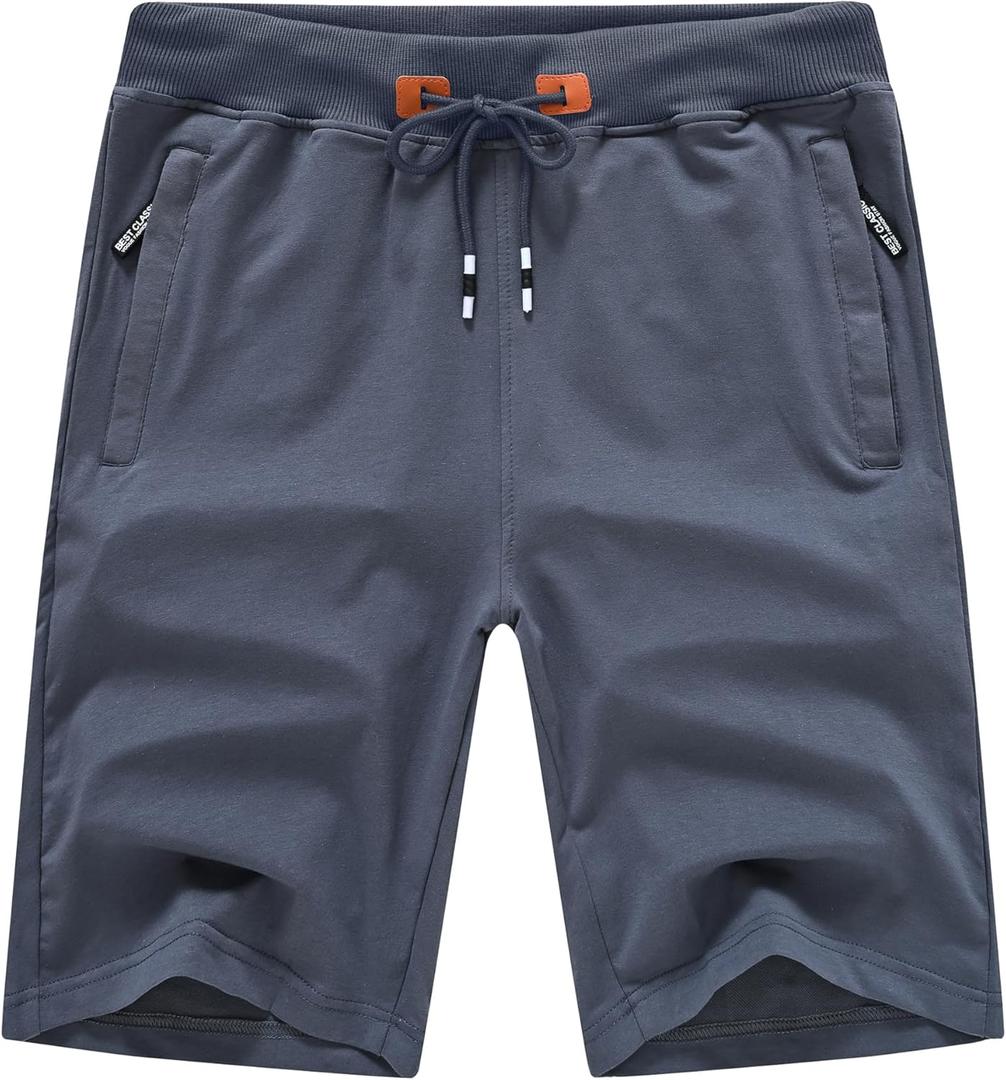 QPNGRP Mens Shorts Casual Drawstring Zipper Pockets Elastic Waist (38, Irongray)