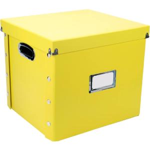 Snap-N-Store Vinyl Record Storage Box - 12" - 1 Pack- Crate Holds up to 75 Vinyl Albums - Yellow