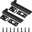 Lothee 2 Pcs Solid Brass Surface Bolt Door Bolt Latch Hardware Security Lock Slide Latches for Top of Door Slide Lock(Black,3 Inch)