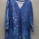 Zeagoo Womens 3/4 Length Sleeve Tops V Neck Tunic Casual Dressy Blouse Floral Printed T Shirts, Size XXL