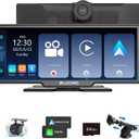 11.26 Inch Wireless CarPlay Screen for Car, Apple CarPlay & Android Auto Touch Screen for Car, Bluetooth, BT Music, Navigation, Car Record for Vehicles (Black)