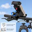 Bike Phone Holder, Motorcycle Phone Mount, [Camera Friendly] [Quick Install] [Double Locked]Clip for Scooter, 360 Rotate Cell Phone Clamp for iPhone 16 15 Pro Max/14/13, Galaxy and More 4.7-7" Phone (Black)