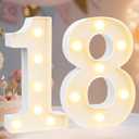 Pooqla 18th Birthday Decorations for Girls Boys, Light Up Number 18 for Party Table Decorations, 18th Birthday Gift for Her Him, Backdrop Wall Decor for 18th Wedding Anniversary Decoration