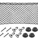 Osilly Car Rear Cargo Net, Double-Layer Adjustable Stretchable Elastic Storage Organizer Net, Trunk Cargo Storage Mesh Net with Hooks, Car Interior Accessories Fit for Vehicle, Trucks, SUV (Large)