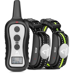 PATPET Dog Shock Collar with 2 Receivers, Dog Training Collar with Remote, Electric Dog Collar with Beep Vibration Shock for Small Medium Large 2 Dogs for 15 to 100 lbs (Grey)