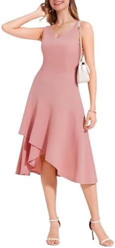 Aupuls Women Midi Cocktail Dresses V Neck High Low Formal Party Evening Wedding Guest Dresses, XL Aupuls Women Midi Cocktail Dresses V Neck High Low Formal Party Evening Wedding Guest Dresses, XL