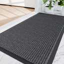 Amyracel Front Door Mat Indoor Outdoor Entrance, 36" x 60" All-Season Waterproof Doormat for Enterway, Heavy Duty Commercial Floor Mat, Fade Resistant, Rubber Back, Low Profile, Easy Clean (Grey Double Stripe)