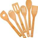 Bamboo Kitchen Utensils, 6 pcs Nonstick Spatula Tools with Handles, Heat Resistant Spatula Set, Non-stick Cooking Utensil, Premium Wooden Spoon Sets