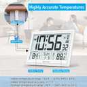 Atomic Clock Wall with Indoor/Outdoor Temp, Battery Operated Digital Wall Clock with 10.5" Large LCD Display, 330ft Range Desk Table Clock with Alarm, DST, Calendar for Living Room Bedroom, White