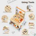 labebe Wooden Baby Walker, Baby Push Walker, Tool Toy for Toddlers, Adjustable Speed Baby Walker with Wheel, Learning Activity Walker for Girls Boys