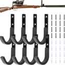 TRIPLE DEER Gun Rack Storage Wall Mount Shotgun Rifle Hook Horizontal Metal Gun Hanger for Any Rifles Shotguns Archery Bow and Sword with Soft Padding, Wall Mount Storage & Display Heavy Duty Steel