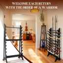 Leinuosen Large Floor Standing Sword Display Rack, Holds up to 10 Samurai Swords, 10-layer Katana Stand with 5 Holes for Long Weapons, for Collectors & Martial Arts Enthusiasts, Black HDF