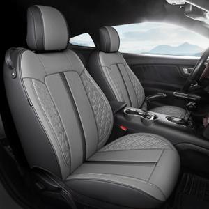 Seat Cover for Ford Mustang Coupe 2025 2024 2023 2022 2021 2020 2019 2018 2017 2016 2015, Waterproof Faux Leather Seat Covers, BlackRed