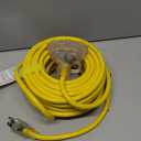 EP 50 Ft Lighted Outdoor Extension Cord with 3 Electrical Power Outlets - 14/3 SJTW Heavy Duty Yellow Extension Cable with 3 Prong Grounded Plug - Power Cord for Lawn, Garden, Appliances