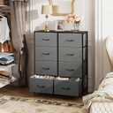 WLIVE Fabric Dresser for Bedroom, Tall Dresser with 8 Drawers, Storage Tower with Fabric Bins, Double Dressers, Chest of Drawers for Closet, Living Room, Hallway, Dark Gray, A-medium Size