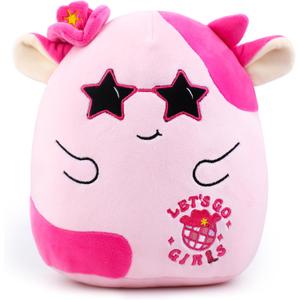 Disco Cowgirl Cow Plush Toys Pink Stuffed Cow Plushies Birthday Party Supplies Cowgirl Soft Stuffed Plush Cow Pillows Easter Gift for Women Men Kids Teens Adults Anniversary