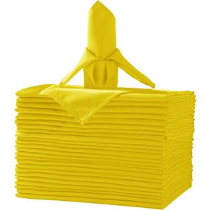 50pcs Polyester Cloth Napkins - 17 x 17 inch Yellow Dinner Washable Napkins with Hemmed Edges for Restaurant/Wedding/Hotel(50,Yellow)