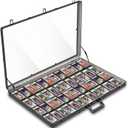 Card Display Case Large Aluminum 34" L x 22" W, Lockable Trading Card Display with Handle, 3" H Portable Trade Show Display Case for Sports Card/TCG/Jewelry Collection, Black